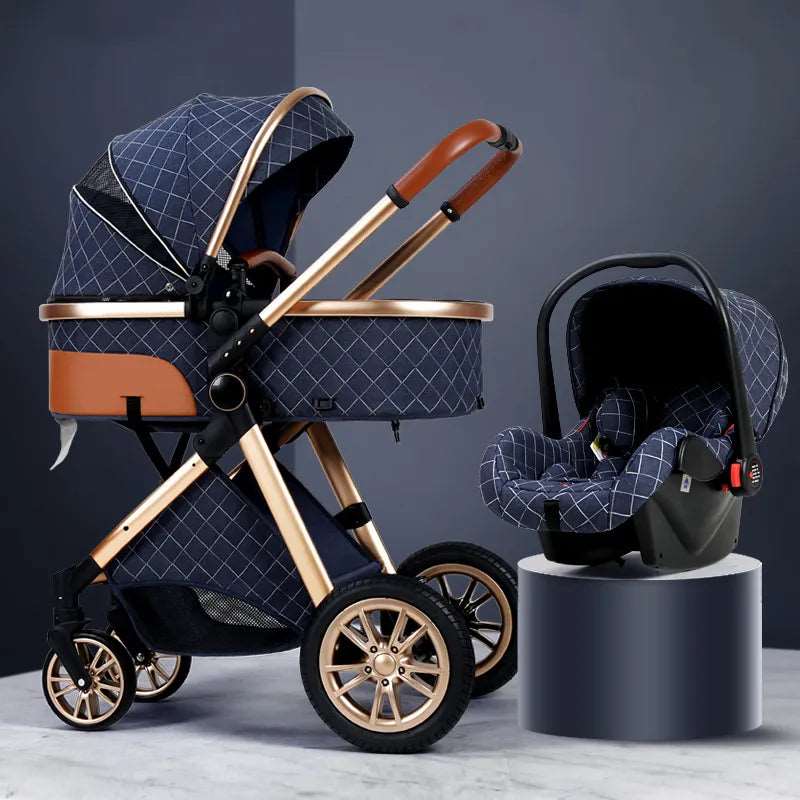 Luxury 2024 Baby Stroller 3 in 1 High Landscape Baby Cart Can Sit Can Lie Portable Pushchair Baby Cradel Infant Carrier Free Shipping-Labell USA