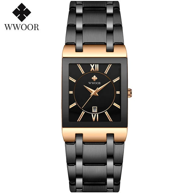 WWOOR 2024 Fashion Mens Watches Top Brand Luxury Wrist Watch Quartz Square Waterproof Geneva Design Mens Clock Relogio Masculino-Labell USA