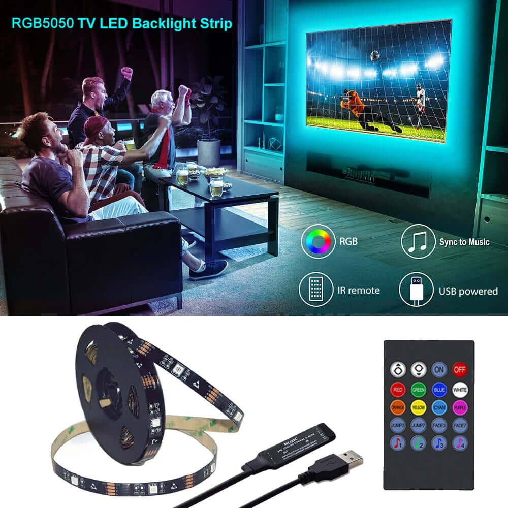 TV Backlight Music Sync USB Powered LED Strip Light-Labell USA