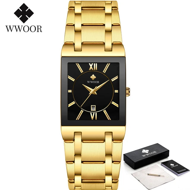 WWOOR 2024 Fashion Mens Watches Top Brand Luxury Wrist Watch Quartz Square Waterproof Geneva Design Mens Clock Relogio Masculino-Labell USA