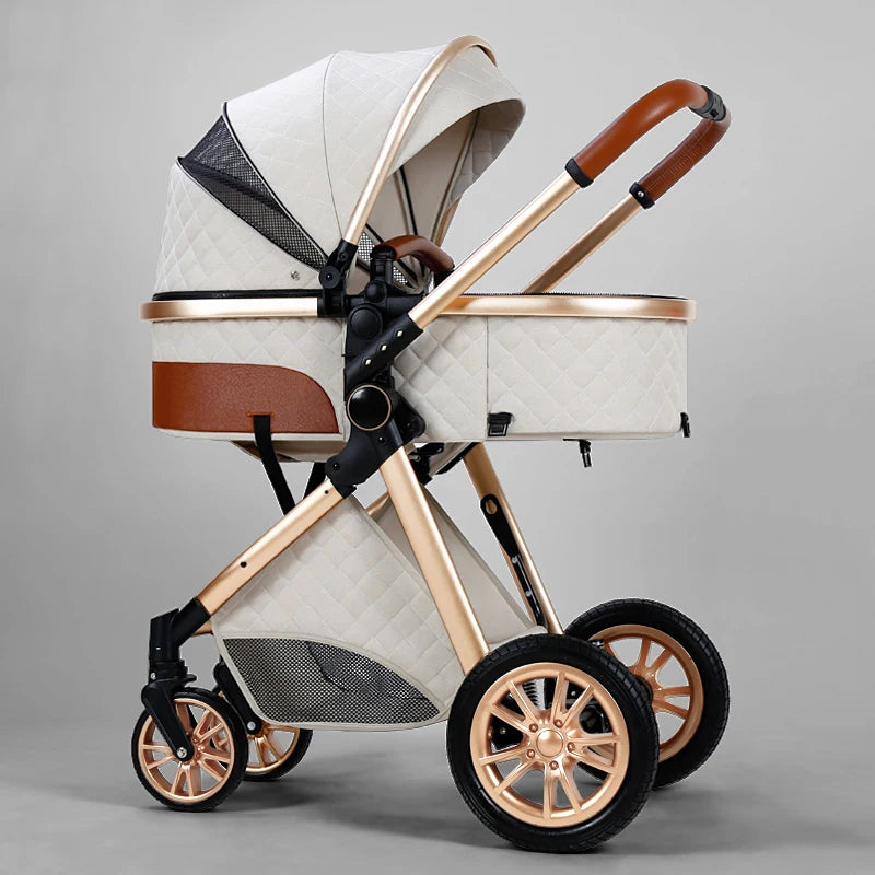 Luxury 2024 Baby Stroller 3 in 1 High Landscape Baby Cart Can Sit Can Lie Portable Pushchair Baby Cradel Infant Carrier Free Shipping-Labell USA