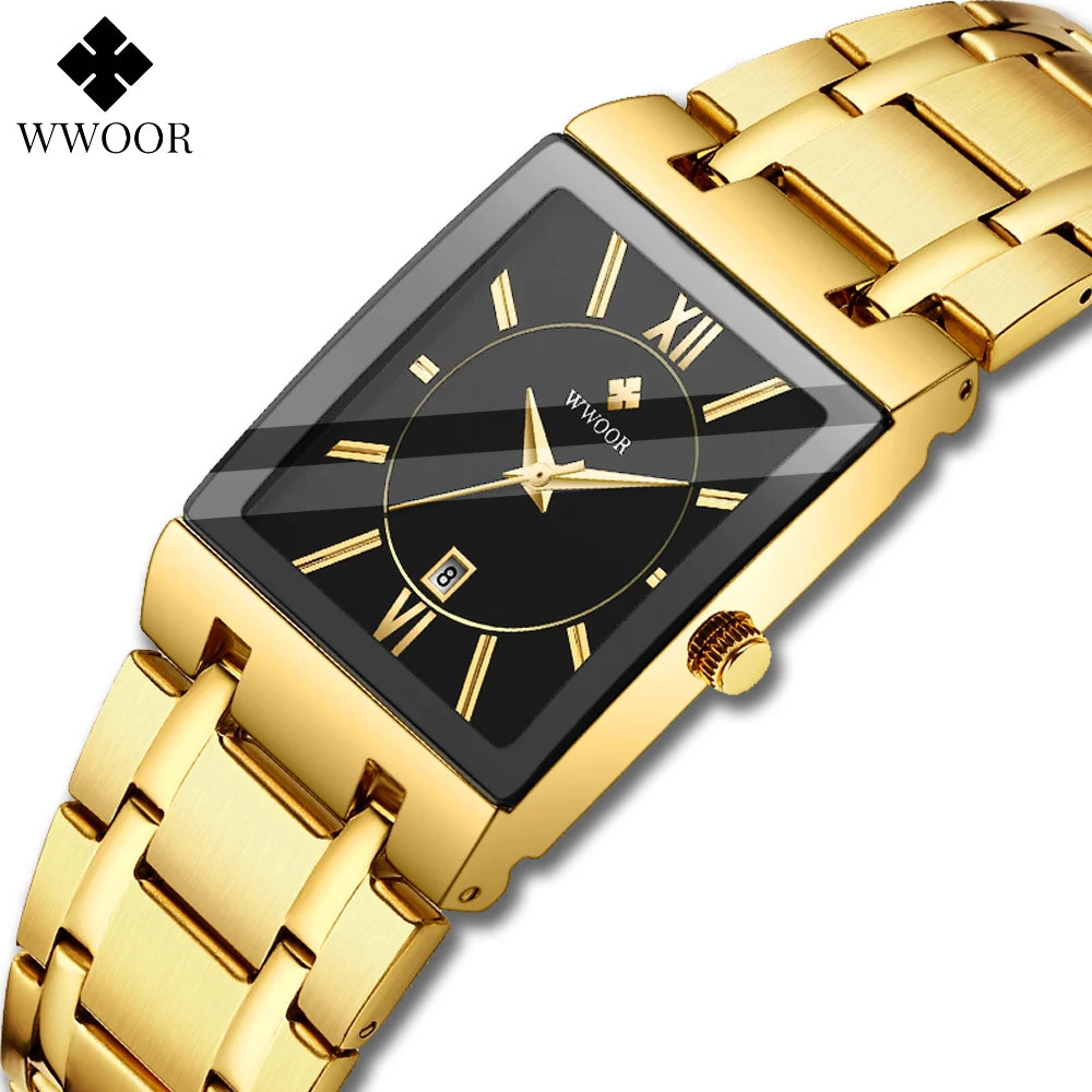 WWOOR 2024 Fashion Mens Watches Top Brand Luxury Wrist Watch Quartz Square Waterproof Geneva Design Mens Clock Relogio Masculino-Labell USA