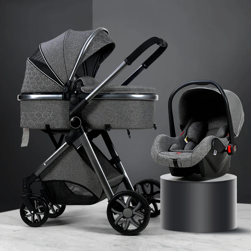 Luxury 2024 Baby Stroller 3 in 1 High Landscape Baby Cart Can Sit Can Lie Portable Pushchair Baby Cradel Infant Carrier Free Shipping-Labell USA