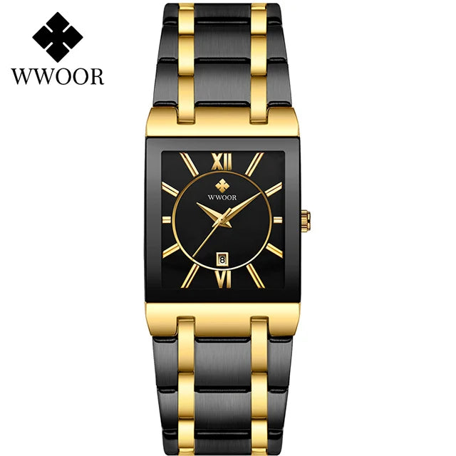 WWOOR 2024 Fashion Mens Watches Top Brand Luxury Wrist Watch Quartz Square Waterproof Geneva Design Mens Clock Relogio Masculino-Labell USA