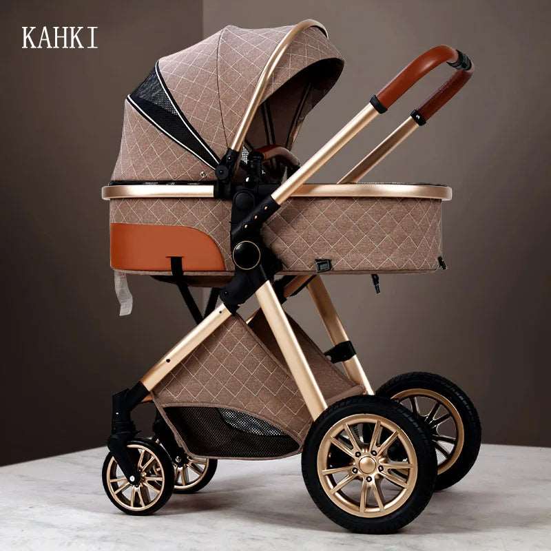 Luxury 2024 Baby Stroller 3 in 1 High Landscape Baby Cart Can Sit Can Lie Portable Pushchair Baby Cradel Infant Carrier Free Shipping-Labell USA