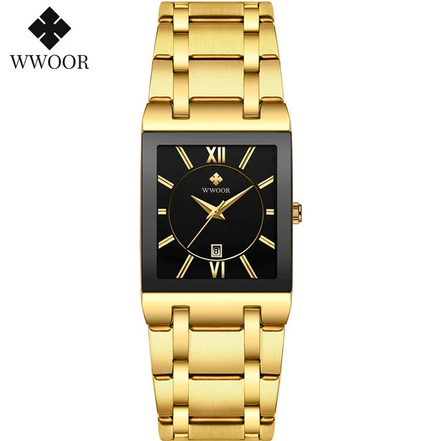 WWOOR 2024 Fashion Mens Watches Top Brand Luxury Wrist Watch Quartz Square Waterproof Geneva Design Mens Clock Relogio Masculino-Labell USA