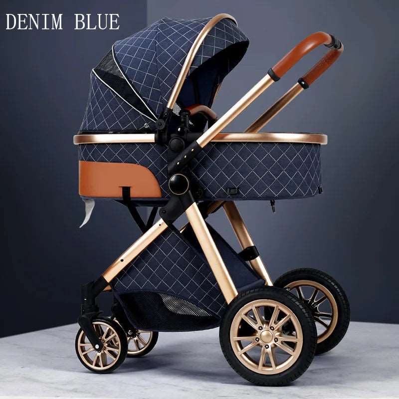 Luxury 2024 Baby Stroller 3 in 1 High Landscape Baby Cart Can Sit Can Lie Portable Pushchair Baby Cradel Infant Carrier Free Shipping-Labell USA