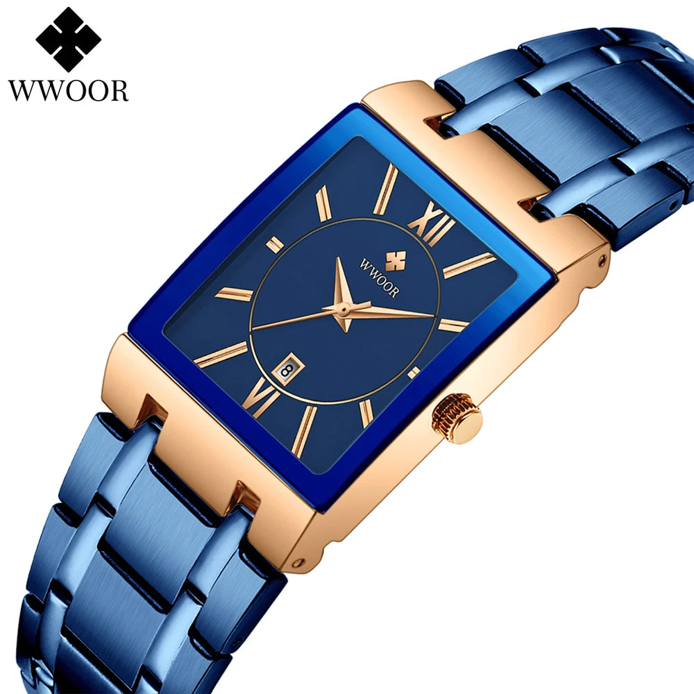 WWOOR 2024 Fashion Mens Watches Top Brand Luxury Wrist Watch Quartz Square Waterproof Geneva Design Mens Clock Relogio Masculino-Labell USA