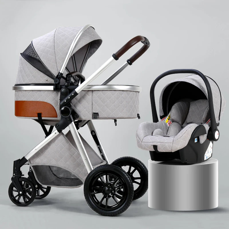 Luxury 2024 Baby Stroller 3 in 1 High Landscape Baby Cart Can Sit Can Lie Portable Pushchair Baby Cradel Infant Carrier Free Shipping-Labell USA