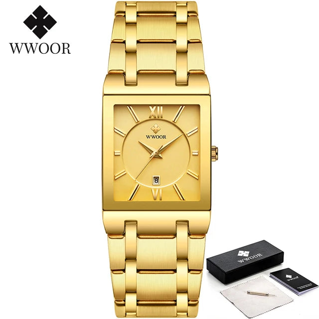 WWOOR 2024 Fashion Mens Watches Top Brand Luxury Wrist Watch Quartz Square Waterproof Geneva Design Mens Clock Relogio Masculino-Labell USA