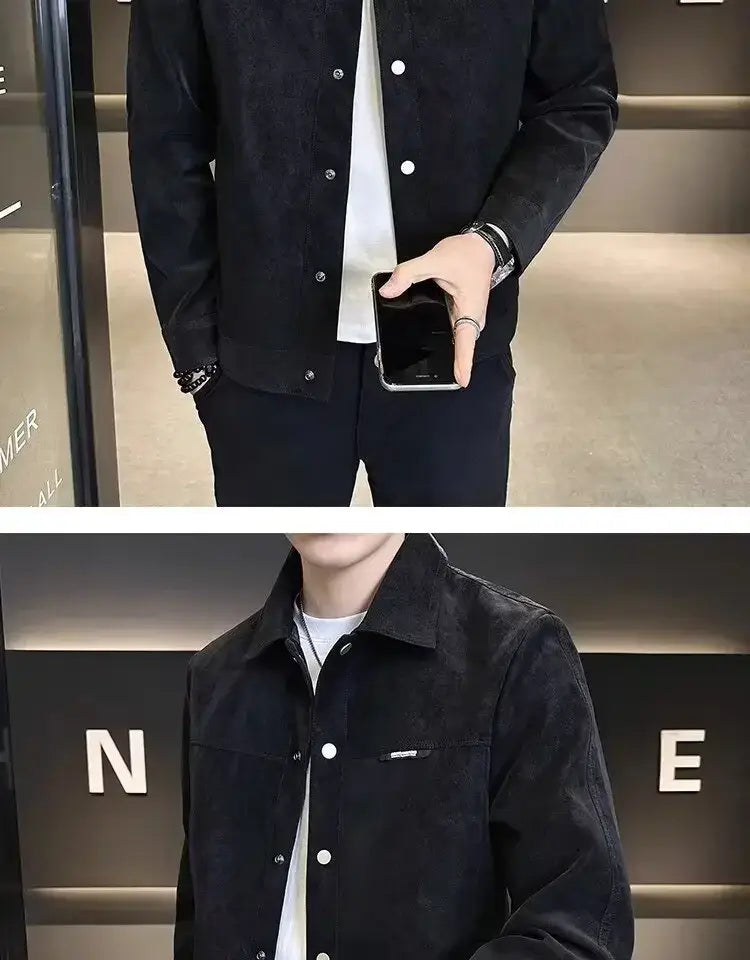 Trendy High-end Feellapelchamois Leather Jacket For Men 2024 New Style Loose Fit Spring Top Coat