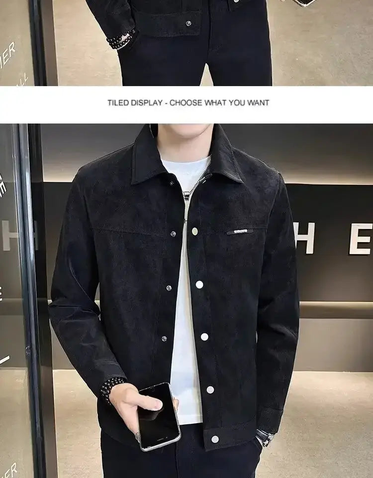 Trendy High-end Feellapelchamois Leather Jacket For Men 2024 New Style Loose Fit Spring Top Coat