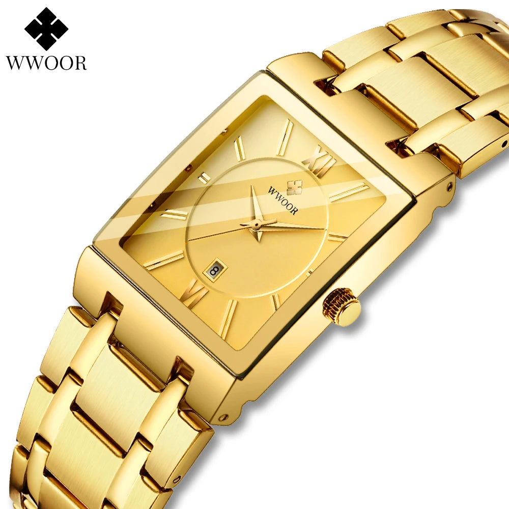 WWOOR 2024 Fashion Mens Watches Top Brand Luxury Wrist Watch Quartz Square Waterproof Geneva Design Mens Clock Relogio Masculino-Labell USA