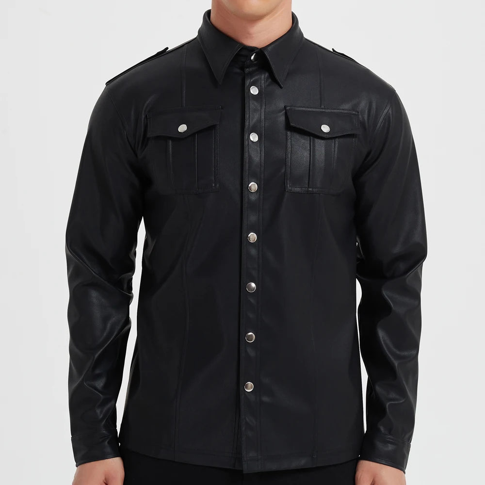 Men Leather Design shirt