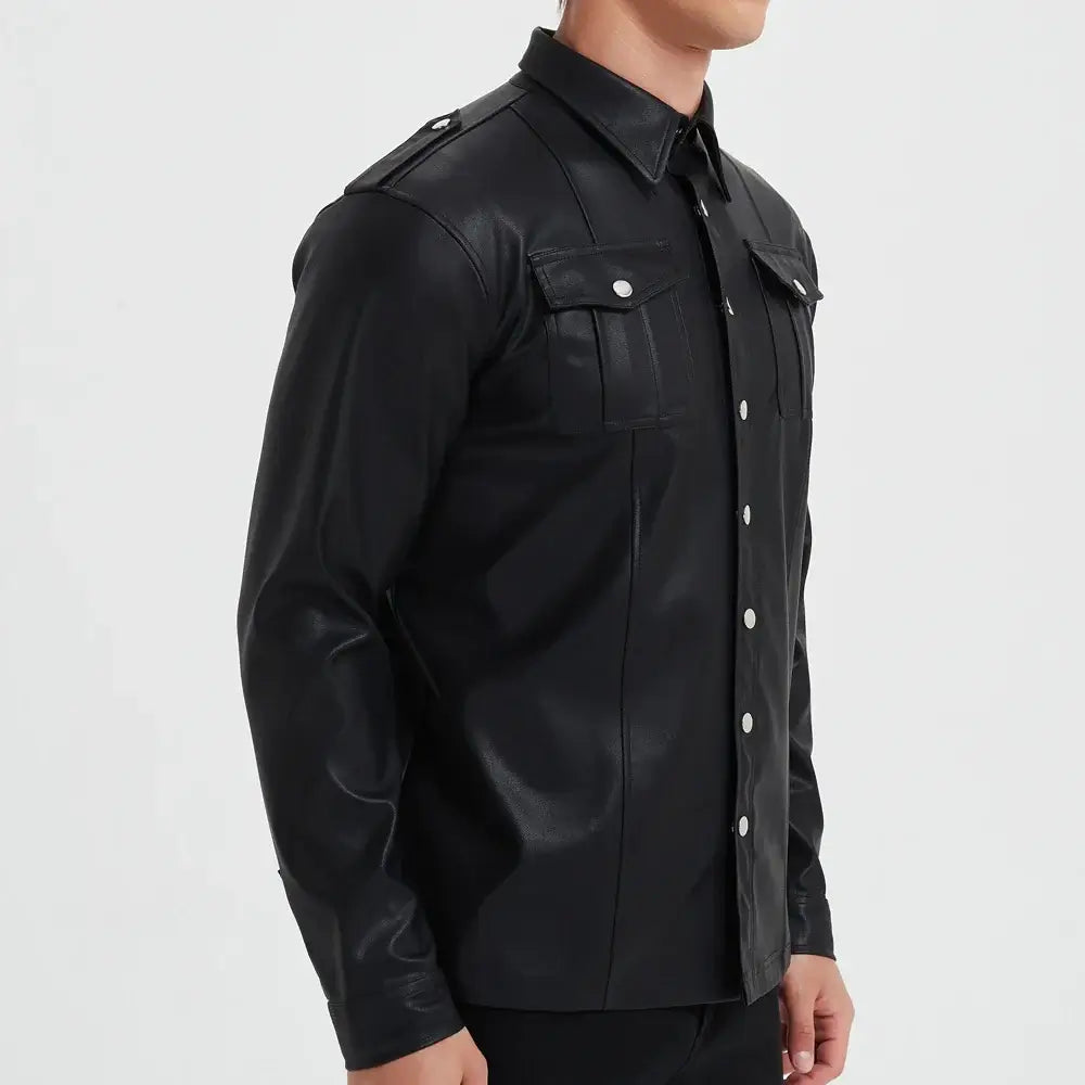 Men Leather Design shirt