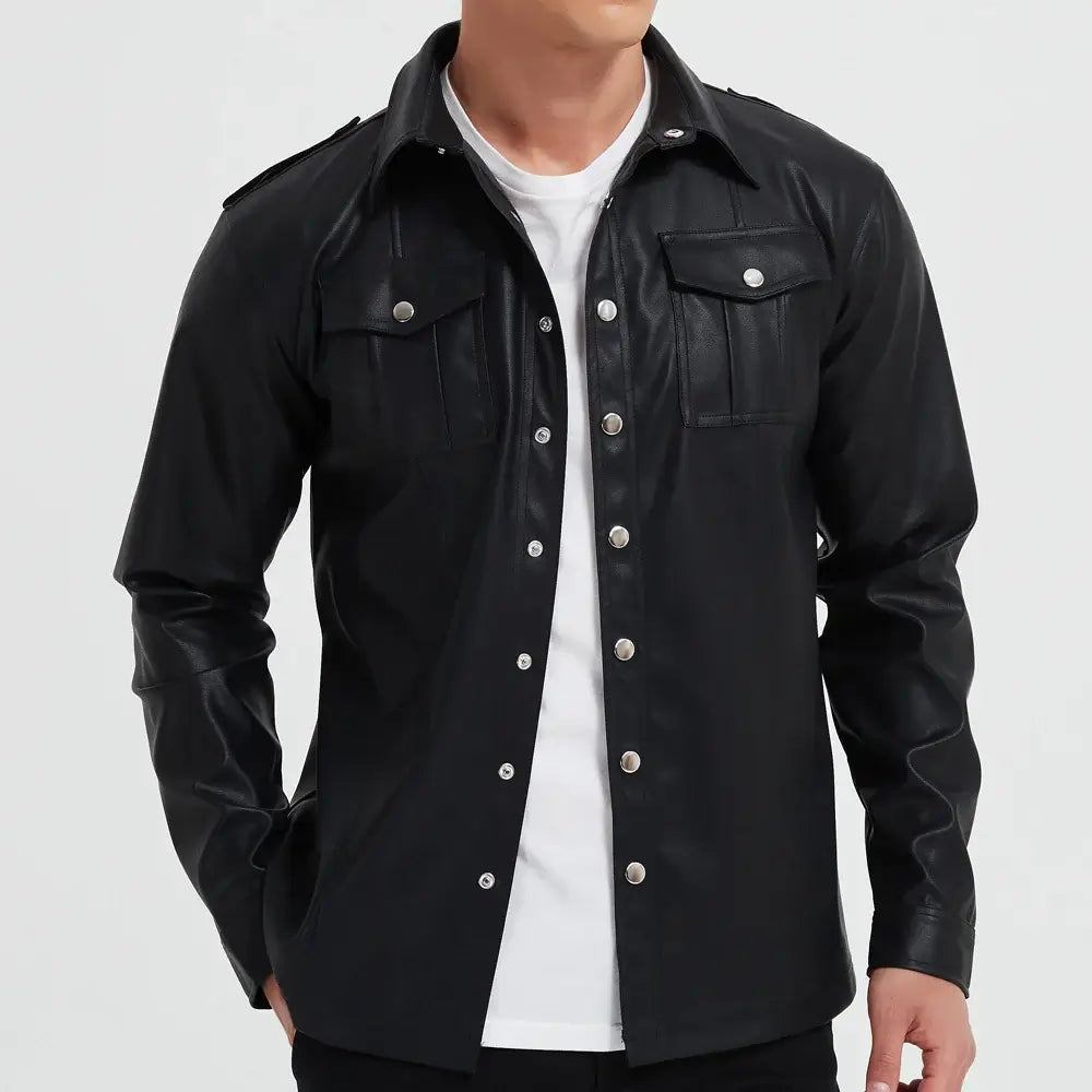 Men Leather Design shirt