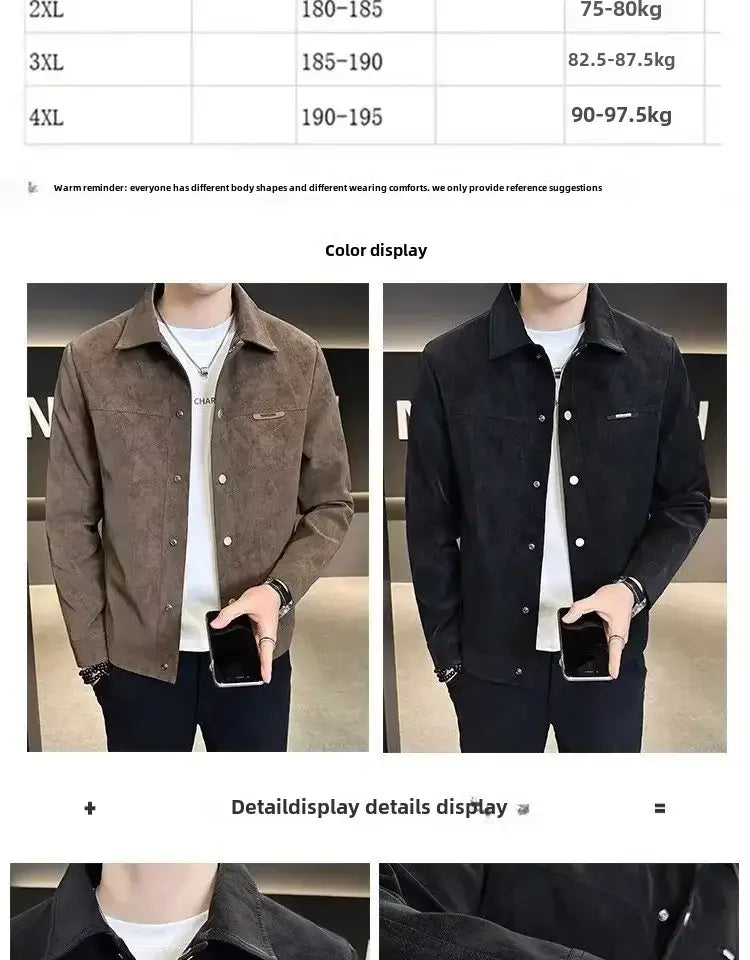 Trendy High-end Feellapelchamois Leather Jacket For Men 2024 New Style Loose Fit Spring Top Coat