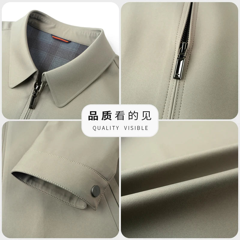 2024 Spring and Autumn New High-quality Men' Lapel Thin leather Jacket Business Casual M-4XL-Labell USA