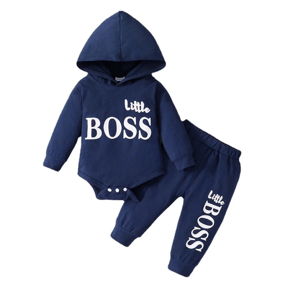 New 0-24 Months Newborn Baby Boy 2PCS Clothes Set Long Sleeve Hoodie Jumpsuit Pants Toddler Boy Outfit Baby Costume