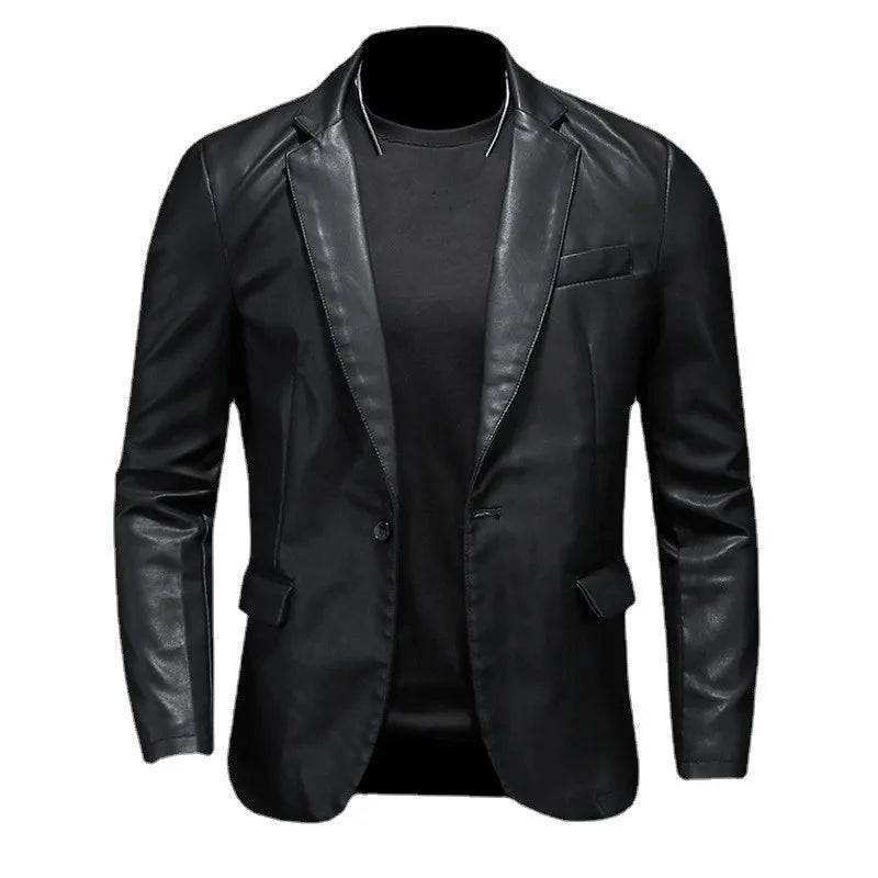 New Mens Slim Fit Leather Jackets Casual Motorcycle Coats Turn Down Collar Black Moto Biker Leather Suede Outerwear Men 5XL-Labell USA