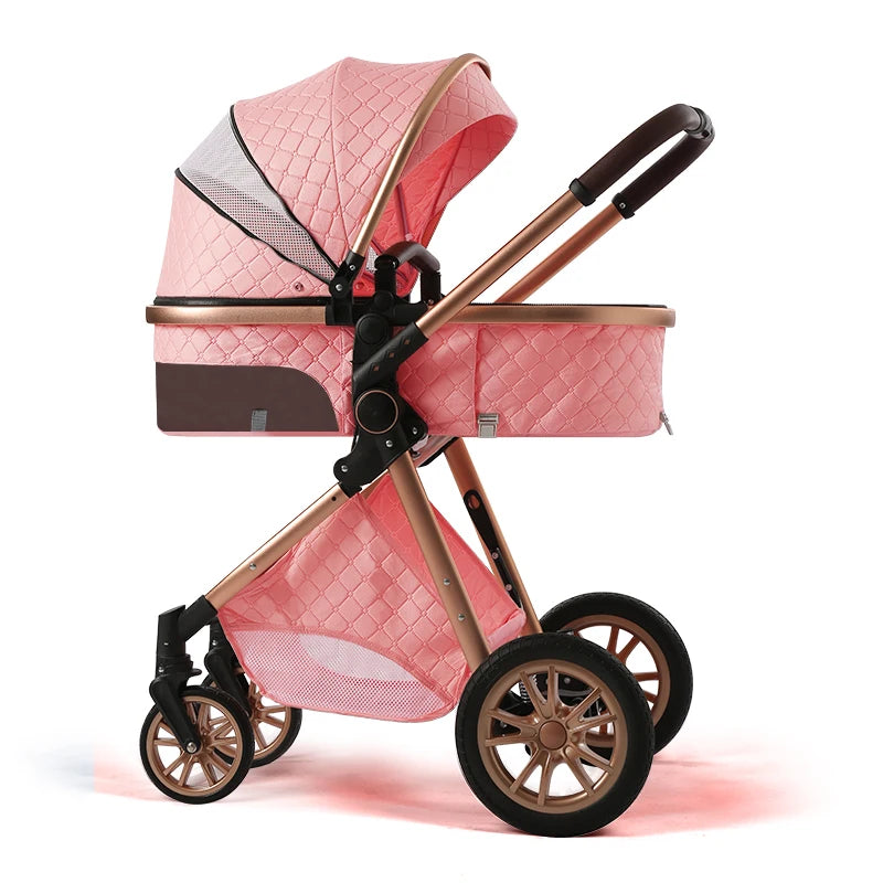 Luxury 2024 Baby Stroller 3 in 1 High Landscape Baby Cart Can Sit Can Lie Portable Pushchair Baby Cradel Infant Carrier Free Shipping-Labell USA