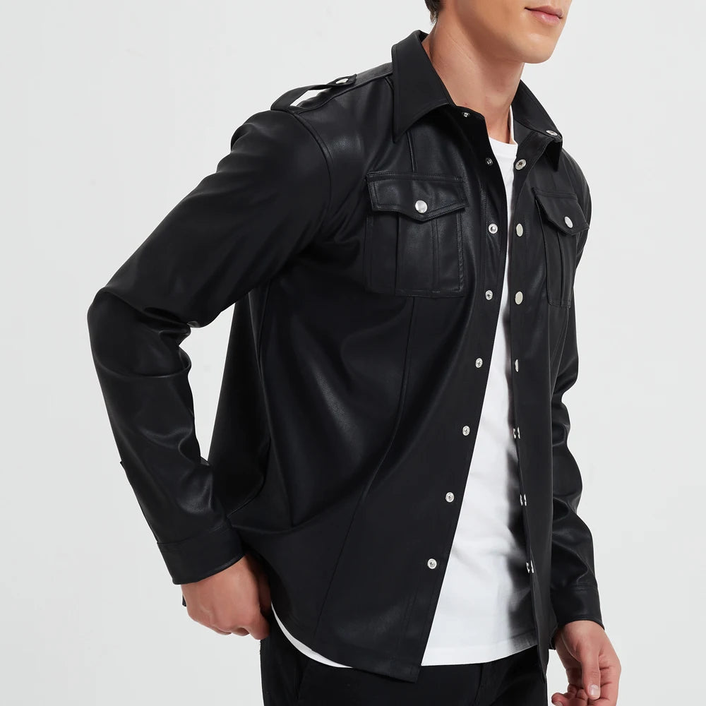 Men Leather Design shirt