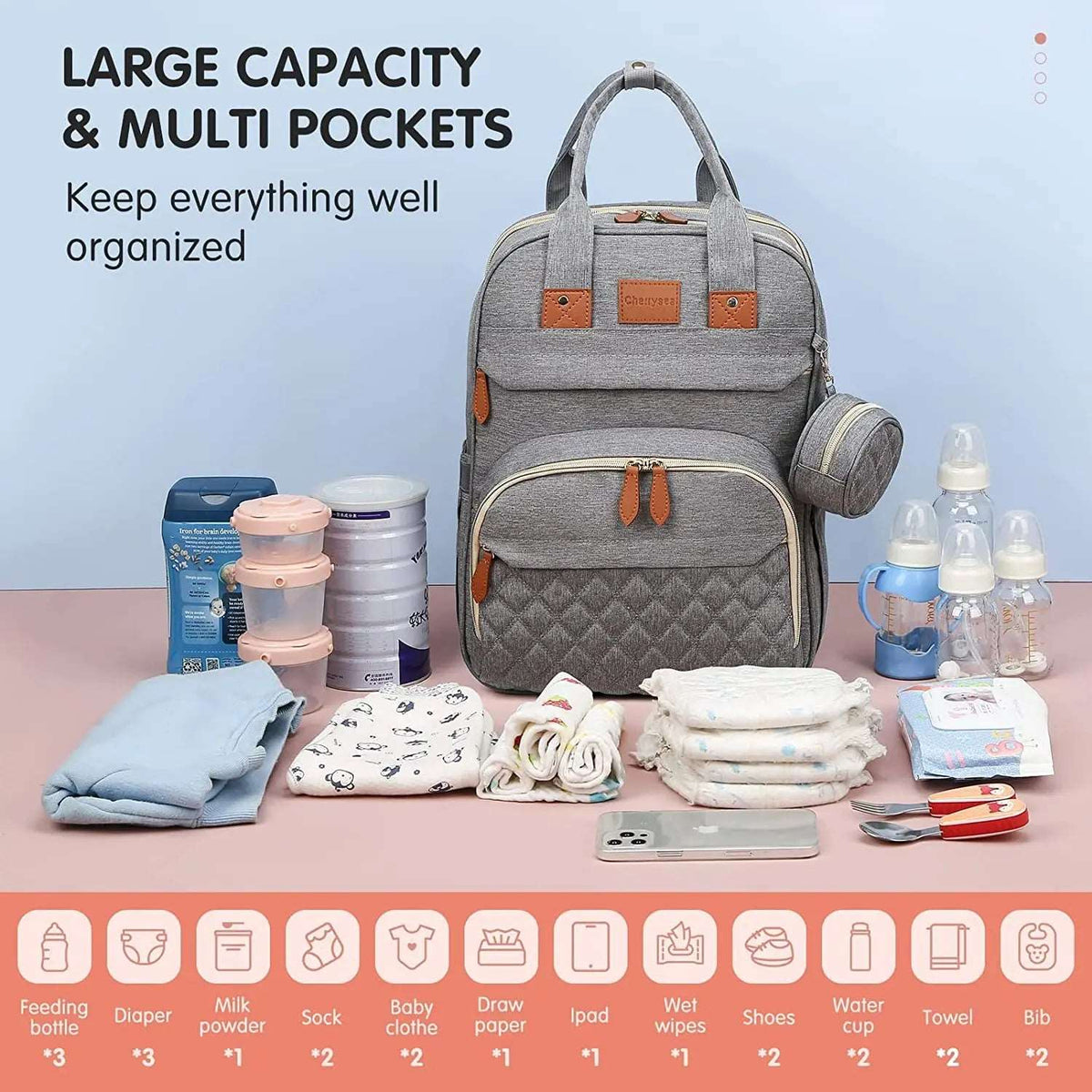 3 In 1 Diaper Bag Backpack 2024 Foldable Baby Bed Waterproof Travel Bag with USB Charge Diaper Bag Backpack with Changing Bed 3 types-Labell USA