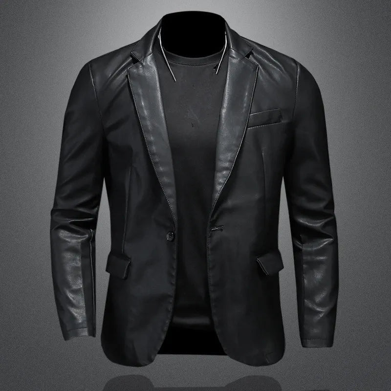 New Mens Slim Fit Leather Jackets Casual Motorcycle Coats Turn Down Collar Black Moto Biker Leather Suede Outerwear Men 5XL-Labell USA