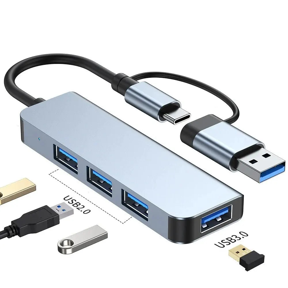 USB C Hub USB Splitter 8 in 2 USB Extender with 4 USB Port 1 USBC Port TF/SD Card Reader Audio Output Compatible with MacBook-Labell USA