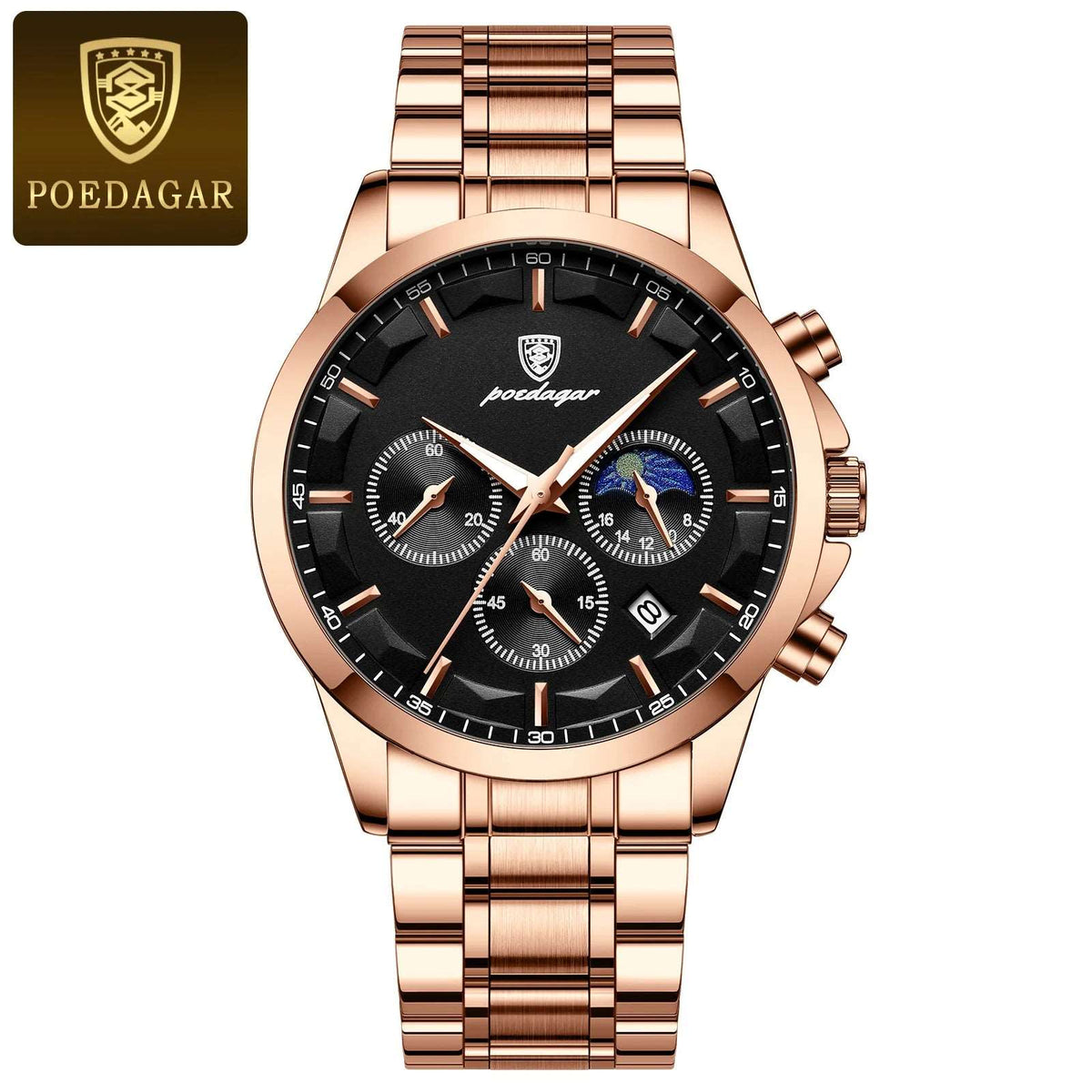 Luminous Chrono POEDAGAR Luxury Sports Watch-Labell USA