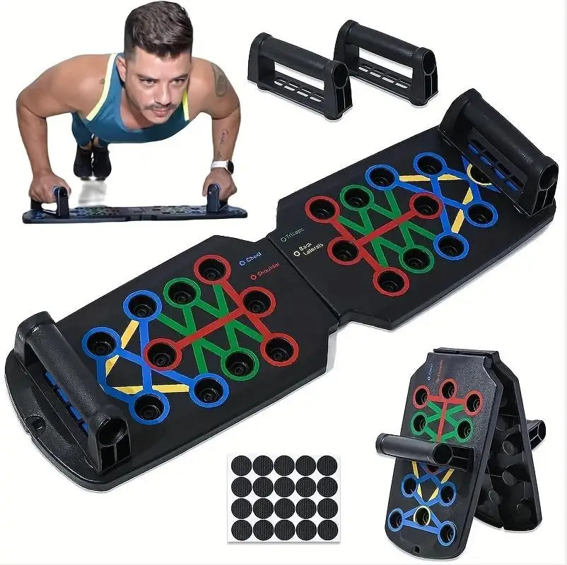 Portable Multifunctional Push-up Board Set With Handles Foldable Fitness Equipment For Chest Abdomen Arms And Back Training-Labell USA