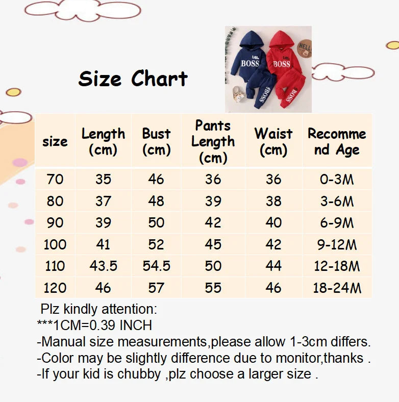 New 0-24 Months Newborn Baby Boy 2PCS Clothes Set Long Sleeve Hoodie Jumpsuit Pants Toddler Boy Outfit Baby Costume