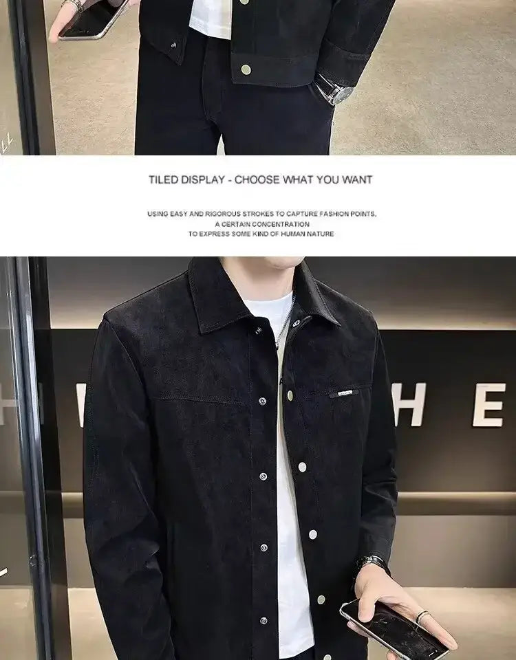 Trendy High-end Feellapelchamois Leather Jacket For Men 2024 New Style Loose Fit Spring Top Coat