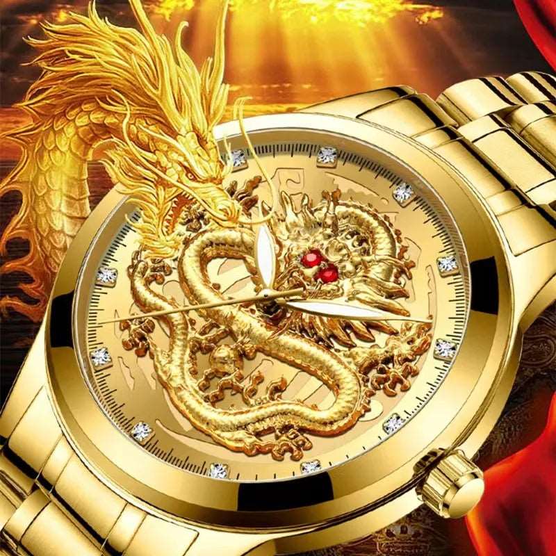 Dragon's Glow Luxury Stainless Steel Men's Watch-Labell USA