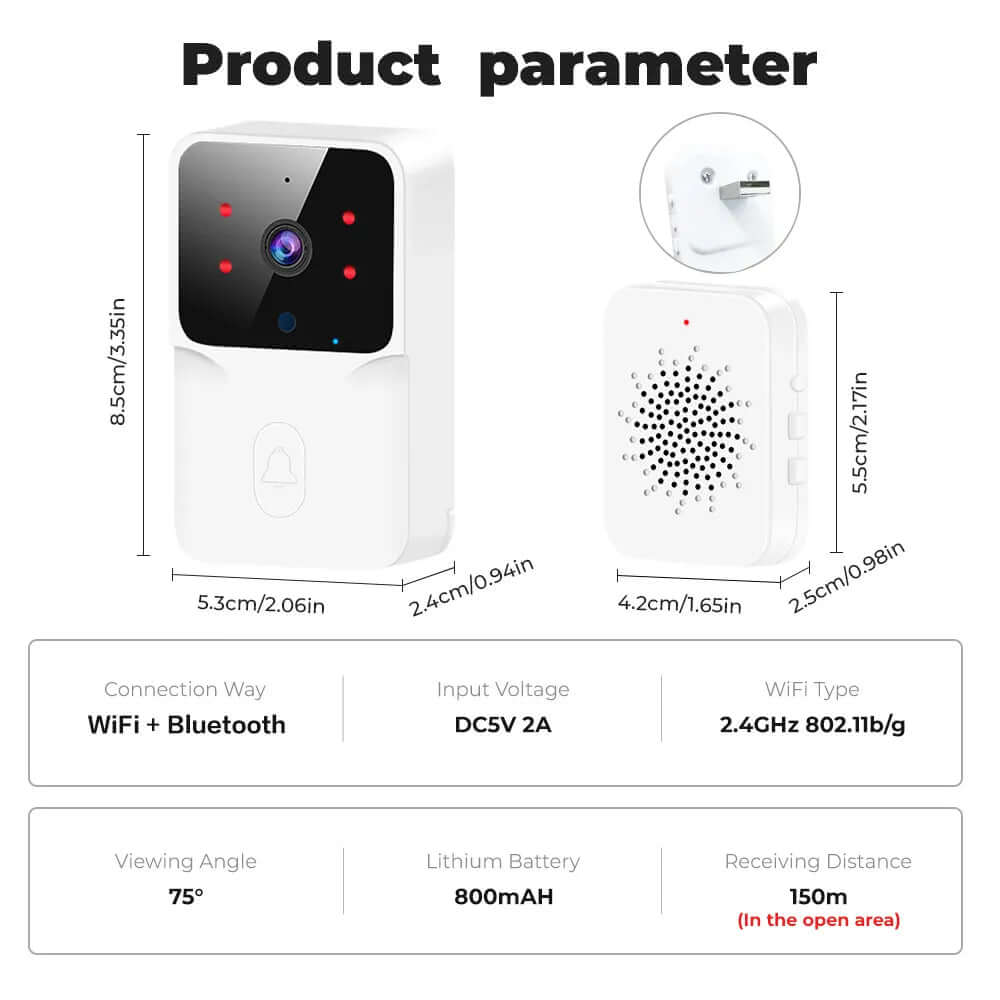 WiFi Video Doorbell with Wireless HD Camera-Labell USA