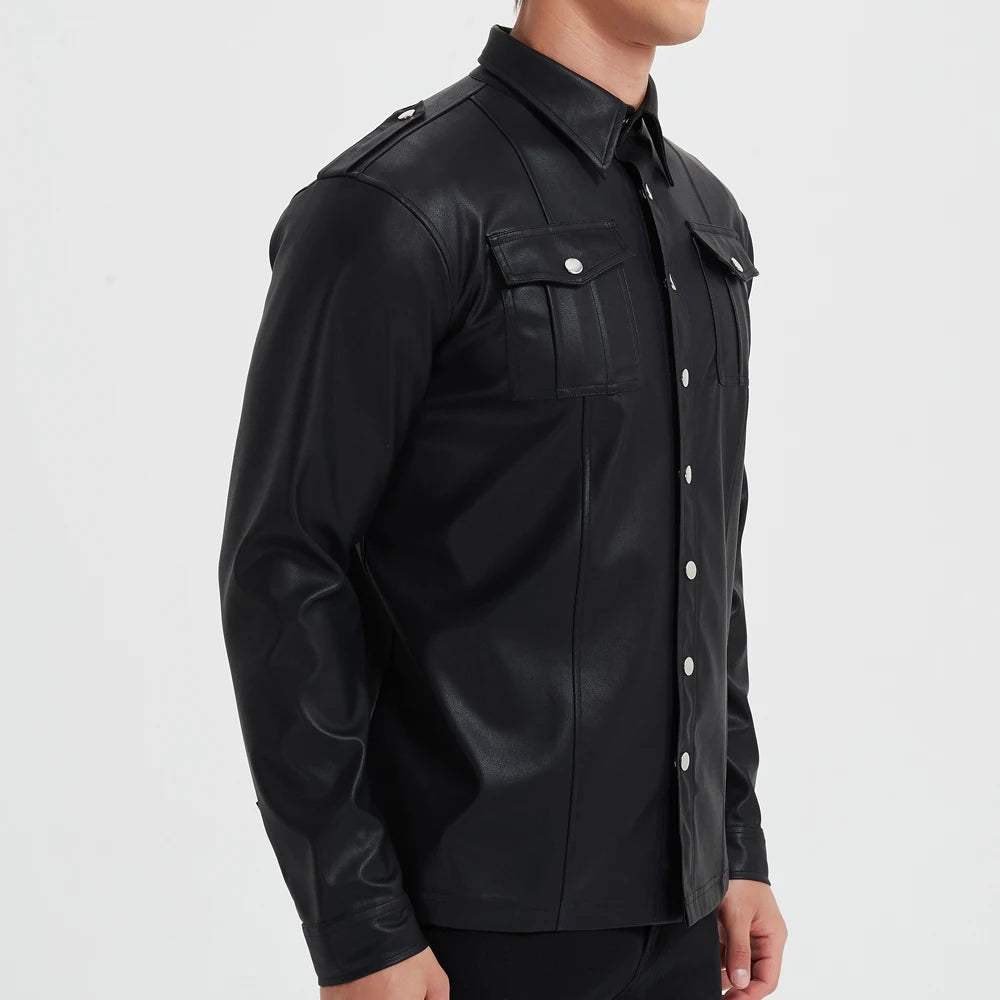 Men Leather Design shirt