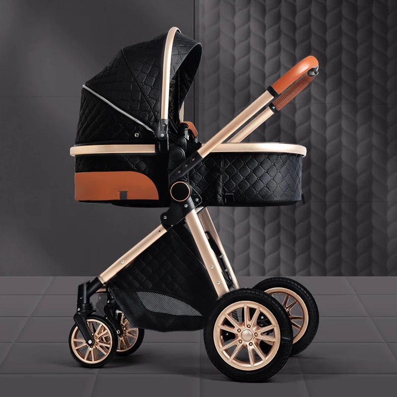 Luxury 2024 Baby Stroller 3 in 1 High Landscape Baby Cart Can Sit Can Lie Portable Pushchair Baby Cradel Infant Carrier Free Shipping-Labell USA